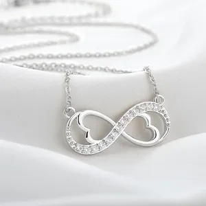 CAOSHI Elegante Collana <span class=keywords><strong>con</strong></span> Pendente a Forma di <span class=keywords><strong>Cuore</strong></span> <span class=keywords><strong>Infinito</strong></span>, Design Traforato <span class=keywords><strong>con</strong></span> Zirconi Brillanti, Gioielli da Festa alla Moda per Signore - Product Image 1
