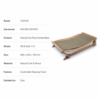 Cama para Gatos de Corcho Natural, Colchón de Corcho Rascable con Marco de Madera, Muebles Ecológicos para Gatos de Interior