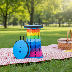 <span class=keywords><strong>Tabouret</strong></span> pliant à hauteur réglable de haute qualité moderne pour l'atelier de stockage à domicile utilisation en plein air irrésistible irisé PP entier - Product Image 1