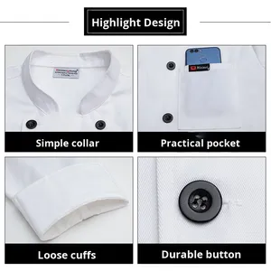 <span class=keywords><strong>Veste</strong></span> <span class=keywords><strong>de</strong></span> chef pour homme, uniforme <span class=keywords><strong>de</strong></span> chef à manches longues, personnalisable, uniforme <span class=keywords><strong>de</strong></span> chef <span class=keywords><strong>de</strong></span> pizza <span class=keywords><strong>pas</strong></span> <span class=keywords><strong>cher</strong></span>, indéformable, vêtements <span class=keywords><strong>de</strong></span> cuisine, restaurant et bar - Product Image 6