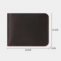 Dompet Lipat Kulit Sapi Asli Crazy Horse Vintage untuk Pria, RFID, Banyak Slot Kartu, Dompet Pendek, Logo Custom, Dompet Kulit Pria