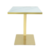 Restaurant Tables à manger et chaises Ensemble de meubles Moderne Personnalisable Rock Cuisine Table En Acier Inoxydable Métal Brossé 250*250mm
