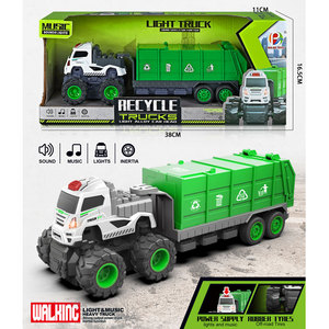Camión de <span class=keywords><strong>basura</strong></span> eléctrico con sonido de inercia personalizado, <span class=keywords><strong>juguete</strong></span> <span class=keywords><strong>grande</strong></span> de saneamiento para vehículo, música - Product Image 2