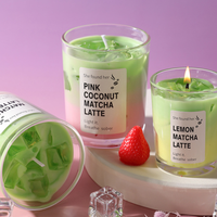 Bougie parfumée au matcha et à la noix de coco rose, bougie aromathérapeutique au matcha et au citron pour la décoration de la maison, la relaxation, un cadeau