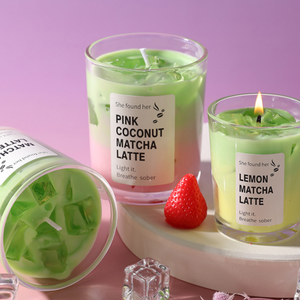 <strong>Pink</strong> Coconut Matcha Latte Scented <strong>Candle</strong> Lemon Matcha Latte Aromatherapy <strong>Candle</strong> for Home Decor Relaxation Gift - Product Image 1