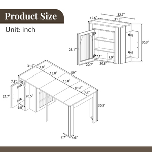 TREXM Modern Extendable Dining <b>Table</b> 3 Removable Middle Leaves Mobile Rolling <b>Island</b> <b>Table</b> Featuring Power Outlet - Product Image 4