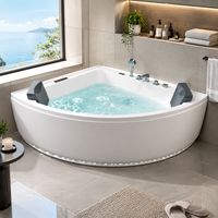 Baignoire murale en acrylique en forme d'éventail, blanche, moderne et simple, pour salle de bain intérieure, jardin, maison, villa, SPA, massage et surf pour adultes