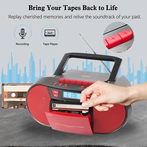Boombox rétro portable <span class=keywords><strong>CD</strong></span>/<span class=keywords><strong>cassette</strong></span>, <span class=keywords><strong>radio</strong></span> AM/FM avec double haut-parleur et télécommande pour la maison et l'apprentissage - Product Image 4