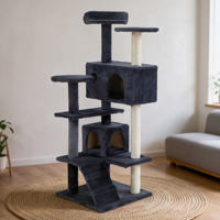 Arbre à chat multi-niveaux avec deux condos, poteaux à gratter en sisal, plateforme de repos et échelle – Grande maison d'activités pour chats d'intérieur