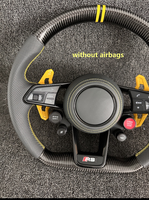 Volant personnalisé R8, cuir véritable, double marqueur d'alignement jaune, prend en charge la personnalisation sur mesure pour Audi