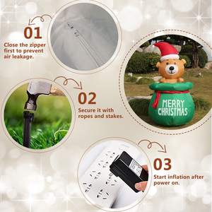 Blow up Yard Decoration Outdoor Inflatable <b>Christmas</b> Inflatable Lovely Teddy Bear in the Gift <b>Box</b> - Product Image 4