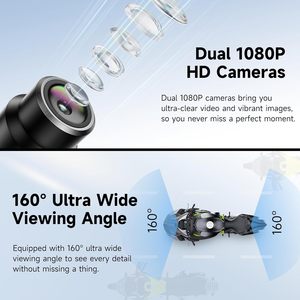 Caméra de tableau de bord <span class=keywords><strong>moto</strong></span> double avant/arrière 1080p, étanche IP67, enregistrement en boucle, surveillance de stationnement 24h/24, vision nocturne, contrôle par application, capteur G - Product Image 3
