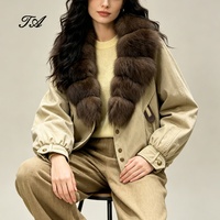 Veste d'hiver surdimensionnée pour femmes Tyan, en duvet, avec grand col en fourrure de renard véritable, vêtements d'extérieur en gros