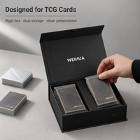 Boîte d'emballage en papier personnalisée noire de luxe avec logo magnétique pour cartes TCG, boîte cadeau VIP pour cartes de collection et cartes de crédit