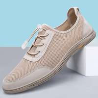 Zapatos para caminar de malla transpirable para hombre, zapatos informales con cordones elásticos de liberación rápida, suela acolchada antideslizante con forma de panal, zapatos para exteriores