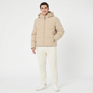 Custom Front Men's Winter Quilted Coats <b>Warm</b> Bubble <b>Waterproof</b> Windproof Padded Puffer Jacket Stand Collar Canvas Fabric High - Product Image 1