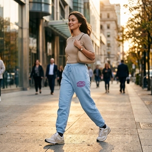 Pantalon de sport personnalisé avec revers élastiques, pantalon de jogging pour femme, couleur unie, unisexe, avec poches latérales, pantalon de survêtement - Product Image 4