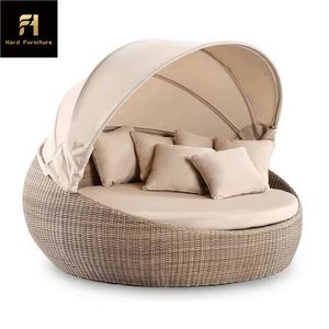 Contemporaneo divano rotondo in vimini Rattan divano divano letto portatile all'aperto lettino per ville per dormire e sonnecchiare al sole - Product Image 2