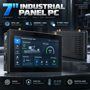 คอมพิวเตอร์อุตสาหกรรมหน้าจอสัมผัสขนาด 7 นิ้ว Intel Industrial Panel PC J1900 J6412 Core i3 i5 i7 แบบไม่มีพัดลม HMI สำหรับระบบอัตโนมัติในโรงงาน - Product Image 1