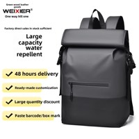 Sac à dos pour ordinateur portable en PU imperméable grande capacité haut de gamme pour hommes, style simple, sac d'école pour étudiants, idéal pour les trajets quotidiens et les affaires