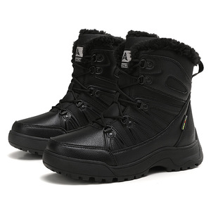 Bottes de randonnée imperméables pour femmes, mi-hautes, avec fourrure, semelle en caoutchouc robuste pour une utilisation en extérieur par temps froid et neigeux - Product Image 4