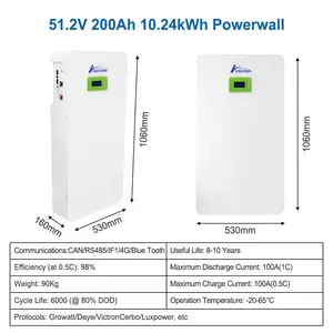 HBOWA Powerwall 48v 200ah 10kwh Home Lithium Battery Solar Storage 10kw 51.2v 200ah Wall Mounted Lifepo4 Battery Energy System