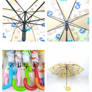 Parapluies pour enfants en gros, anti-pincement, ouverture automatique, parapluies à bâton pour enfants, impression personnalisée de dessins animés 3D, animaux, parapluies en vrac pour l'école - Product Image 6