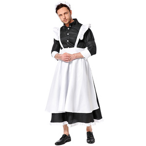 Abito Lungo <span class=keywords><strong>da</strong></span> Cameriera Bianco e Nero XJ per Eventi Annuali, Costumi Divertenti per Spettacoli di Uomini, Ragazzi e Ragazze - Product Image 5