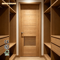 Porte intérieure en bois massif sur mesure OEM/ODM, finition peinture placage naturel moderne, isolation phonique par persiennes inférieures, garantie 3 ans pour hôtels