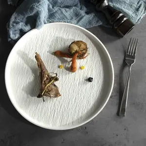 European Crockery Matte Black Ceramic Plate Round Pasta Dish Plate Tableware Dinner White Porcelain Plate For Restaurant Hotel