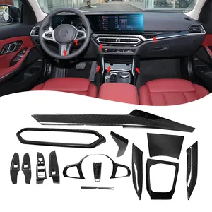 For BMW 3 Series G20 330i M3 2023 Real Carbon Fiber Steering Wheel Trim Cover Dashboard Center Console Interior Kits