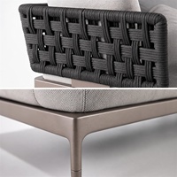 Canapé d'extérieur modulable en corde tressée de qualité commerciale, résistant aux intempéries, pour hôtel, bord de piscine, restaurant, jardin, terrasse