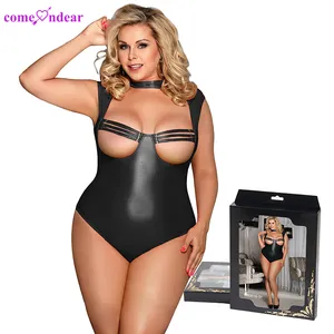 Großhandel Neue Design Frontless Bh Sexy Fett Frauen Plus Größe One Piece Set Leder Dessous Body