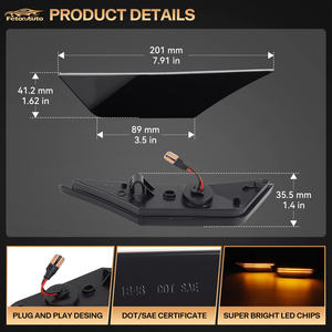 Luces indicadoras de señal de marcador lateral delantero LED para <span class=keywords><strong>Honda</strong></span> Civic 10th Gen Sedan Hatchback Coupe Signals repetidor lámparas - Product Image 3