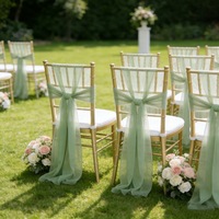 Décoration d'allée de mariage, décor de cérémonie, décoration de mariage, fleurs en gaze et dentelle pour dossier de chaise, rubans en soie, nœuds de chaise en mousseline