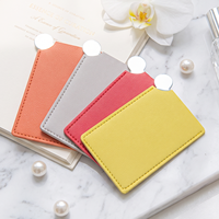 Miroir de poche en acier inoxydable personnalisé avec logo, petit format, économique, avec étui en cuir pour la vente en gros