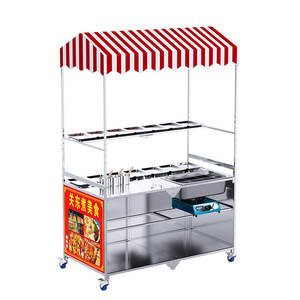 Chariot alimentaire commercial Butterfly en acier inoxydable à 4 roues, avec friteuse, Teppanyaki, Oden et auvent, pour vendeurs de rue - Product Image 4