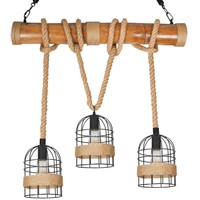 Suspension Cage à Oiseaux en Corde de Chanvre Style Industriel Vintage Américain, Hauteur Réglable, Idéale pour Restaurant et Magasin de Vêtements