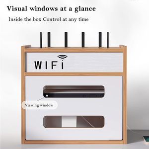 Organizador de Cables, Estante de Madera para Enrutador, <span class=keywords><strong>Caja</strong></span> Impermeable para Enrutador, para Oficina y Hogar - Product Image 3