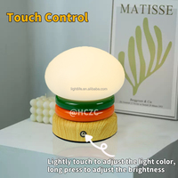 Cadeau créatif Veilleuse à hamburger LED rechargeable par USB Lampe de chevet 3 couleurs à gradation tactile pour chambre d'enfant
