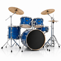 Batterie de percussions DW11 bleue 5 pièces avec coquilles en érable et bouleau, tailles 10, 12, 14, 16, 22 pouces et 3 cymbales en laiton B8 pour la pratique à domicile et en studio