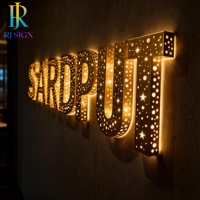 Enseigne LED 3D en acier 316 avec éclairage frontal, motif ciel étoilé, pour entreprises, salons de beauté, salons de manucure, gymnases et centres de fitness