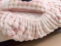 Parure de lit trois pièces en fourrure de lapin épaissie, doublée polaire, anti-acariens, luxe léger, chaude pour l'hiver, couvre-matelas intégral