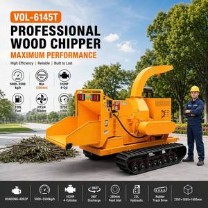 Broyeur à bois professionnel européen sur chenilles à vendre, modèle VOL-6145T, capacité de 300 mm, pour tâches mobiles de gestion forestière et de déchiquetage - Product Image 1