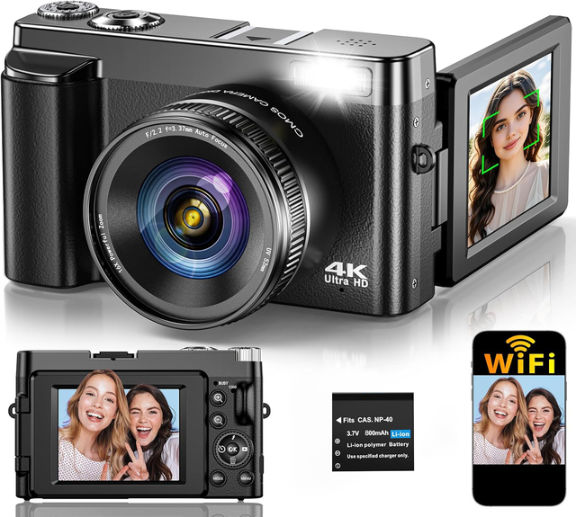 Hot-Selling 4K Digital Camera with 48MP & 180° Flip Screen Compact Point Shoot Design for YouTube Photography