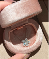 Kalung Perak Sterling S925 Motif Bunga Moissanite Warna D Liontin Elegan Perhiasan Berkualitas Tinggi Hadiah Pesta Harian untuk Wanita