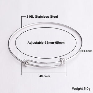 Venta al por mayor personalizado Push Pull mujeres pulsera ajustable alambre extensible deslizador brazaletes - Product Image 2