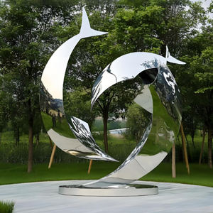 Sculpture de <span class=keywords><strong>baleine</strong></span> en acier inoxydable Grandes sculptures et sculptures en pierre de décoration en métal sur le thème de l'océan - Product Image 4