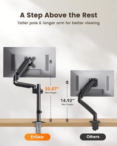 Molla a Gas Full Motion con Base a Grommet a morsetto a C, supporto per braccio di montaggio per Monitor per Computer da 13 a 32 pollici, - Product Image 2