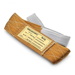 100% Polyester vinç ekipmanları kaldırma düz dokuma sapan 3t 4M sarı kayış EN1492-1 uyumlu - Product Image 1